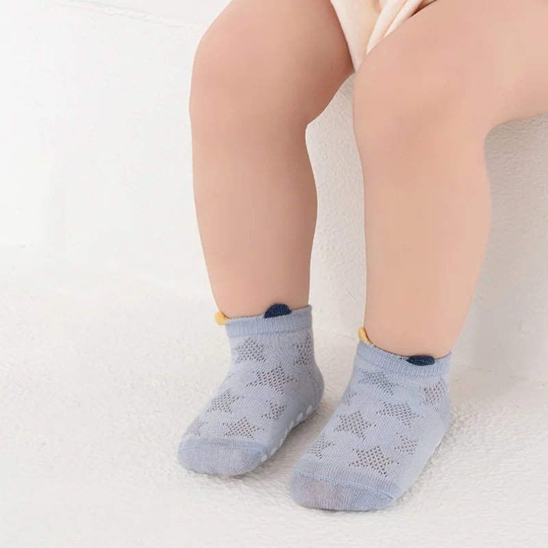 4Pairs/Set Children Socks Anti Slip Spring Summer Thin Baby Mesh Short Sock For Boys Girls Cute Cartoon Non-slip Floor Socks New