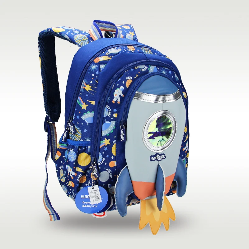 Australian original Smiggle hot-selling children\'s schoolbag boy cool blue rocket backpack kindergarten 14 inches