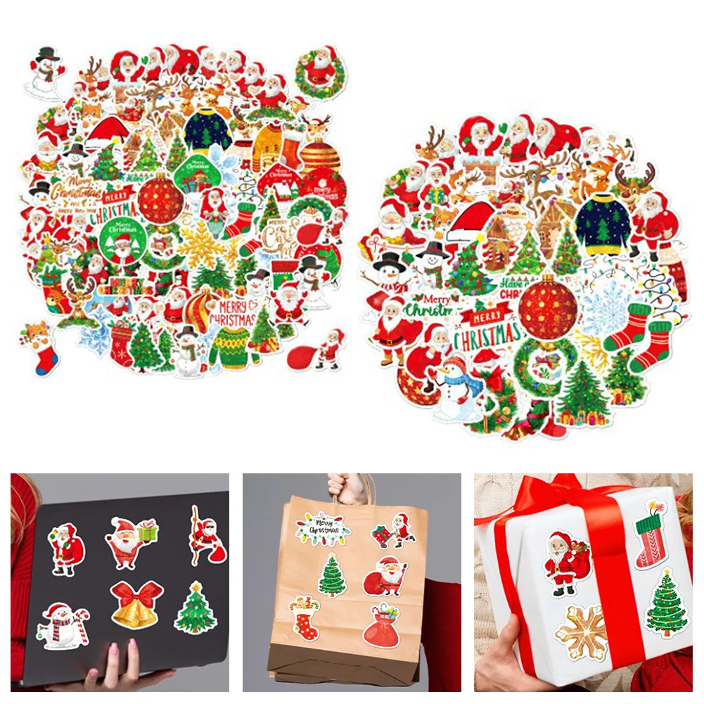 Party Sticker Christmas Sticker Sun-proof Vinyl Material Anti-scratch Cute Shapes Removable Glue Christmas Decoration