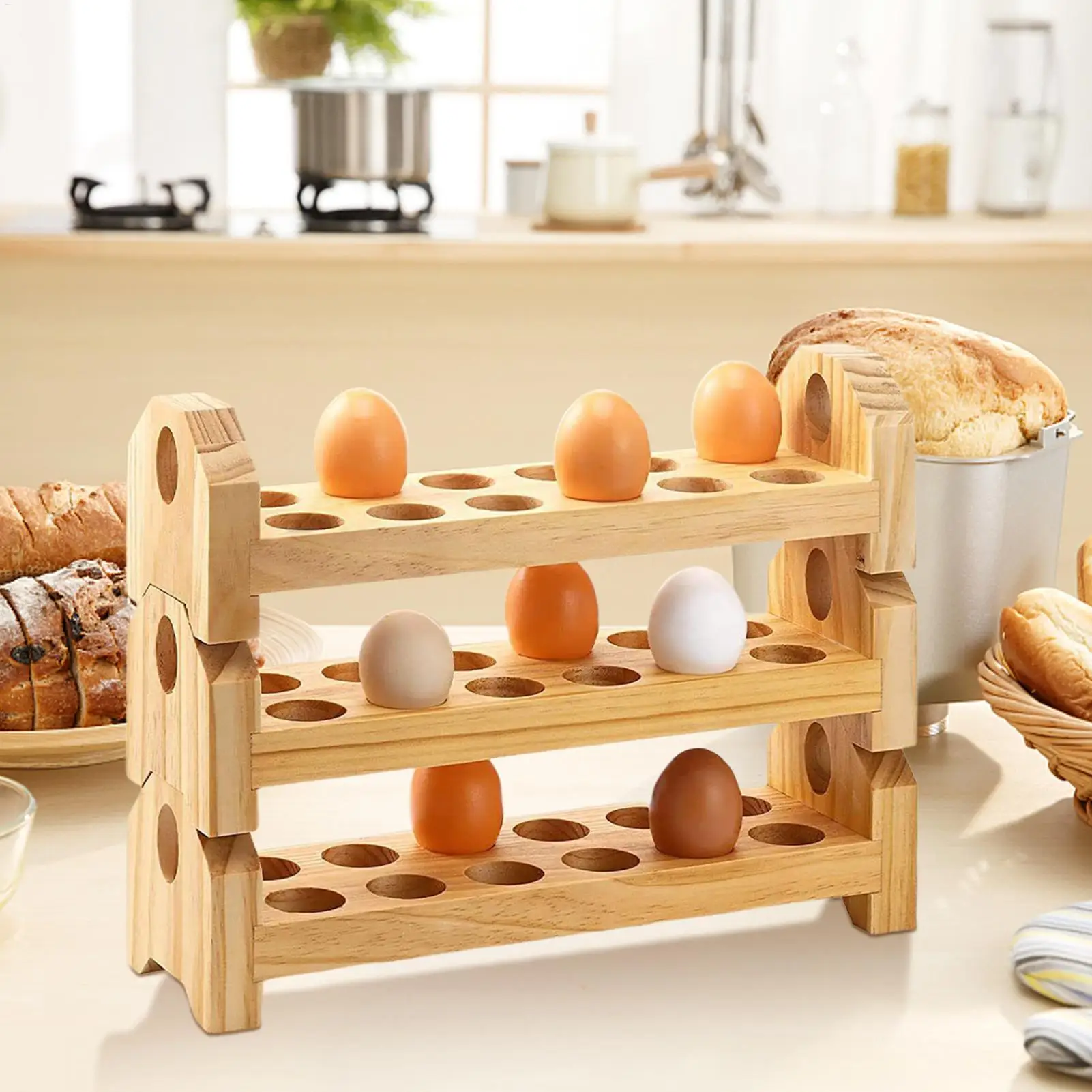 

Деревянная подставка для яиц Настольный лоток для хранения яиц вмещает 54 свежих яиц, органайзер для подносов для яиц в стиле кантри, декор для кухни