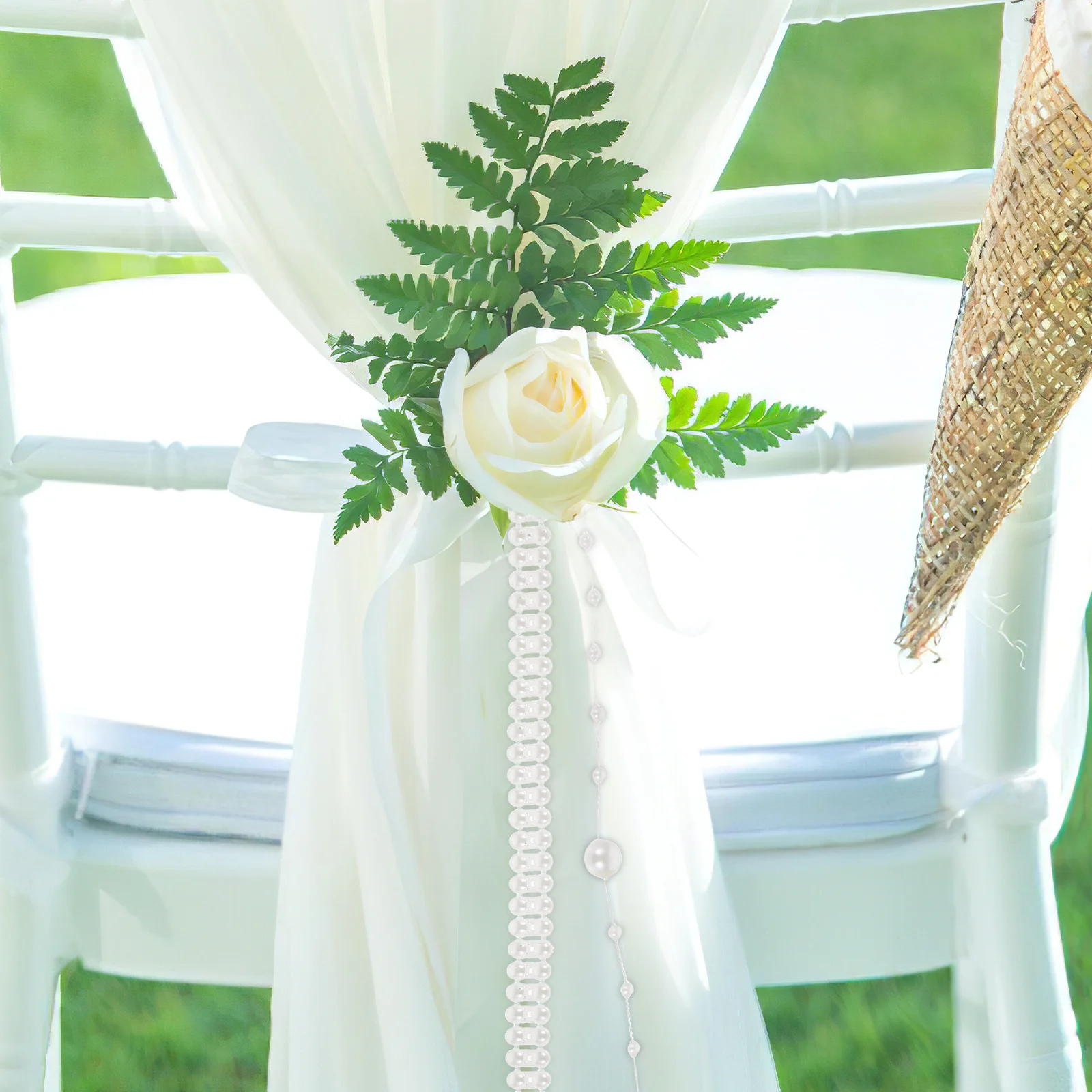 

4 Rolls 5M Faux Bead Garland Artificial Pearl String For Wedding Party Decoration Christmas Tree Diy Craft Trim - Pearl Beads