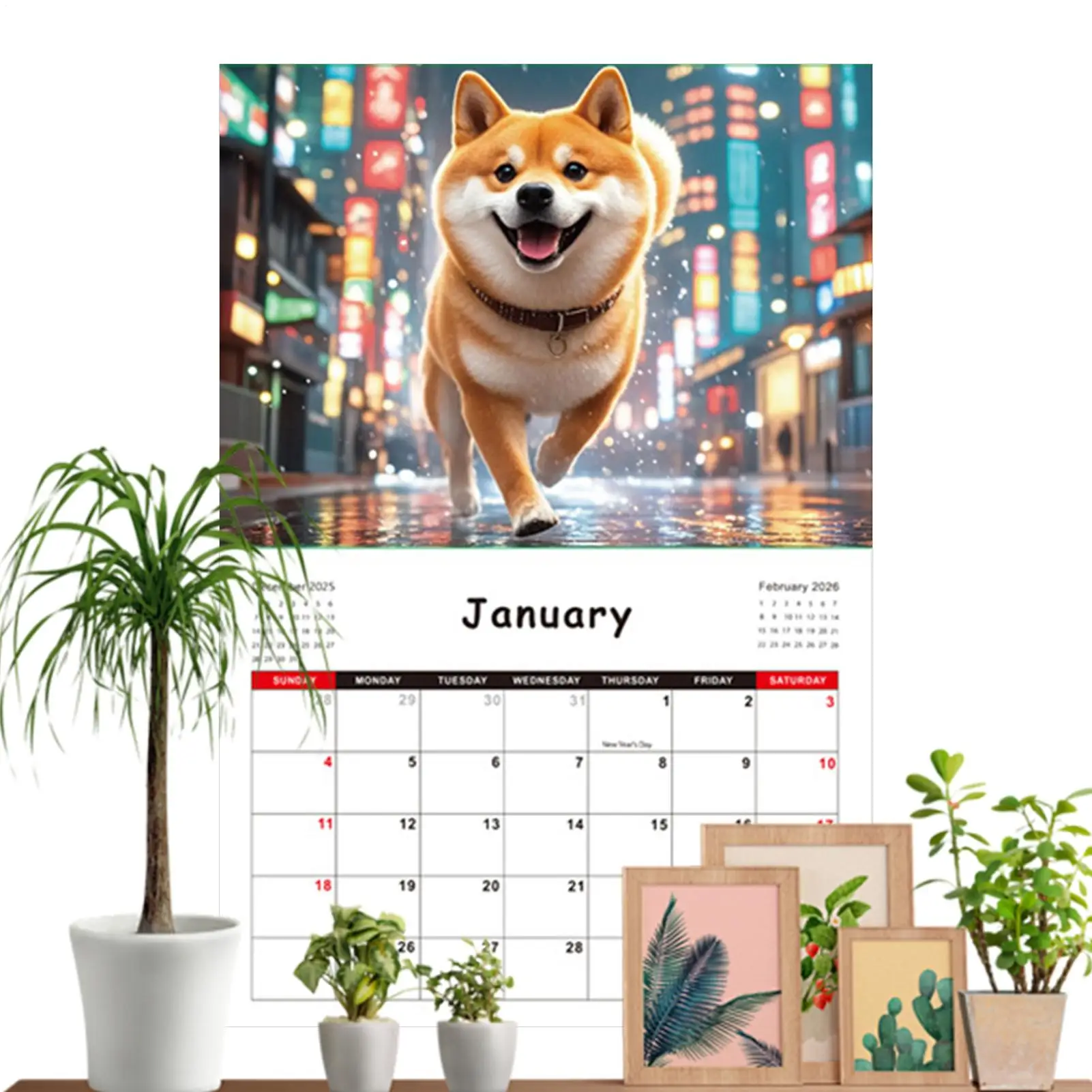 

2026 Dog Calendar 12-Month Tech Dog Date Planner Animal Monthly Calendar For Home Living Room Bedroom Study School Classroom
