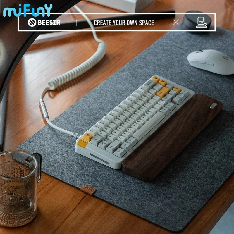 MiFuny Cork Felt HIFI Keyboard Pad Simple Thickening Mute Antiskid Mouse Mat for Optimize Sound Effect Compatible 60%65% DeskPad