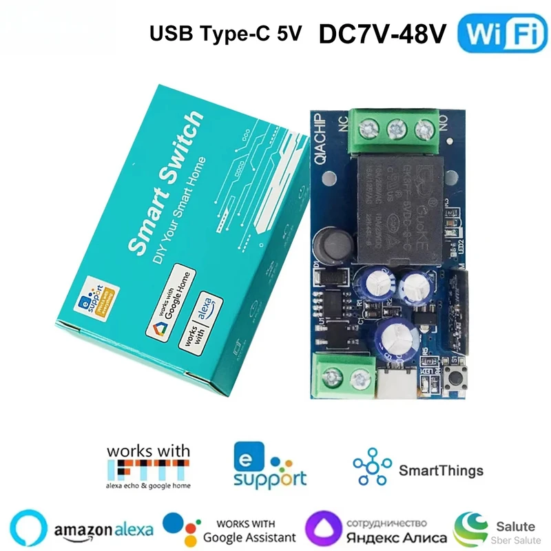 EWelink Smart WiFi Relay 1 Way Wireless Remote Control Switch DC 5V 12V 24V 48V Voice Control via Alexa Google Home Module