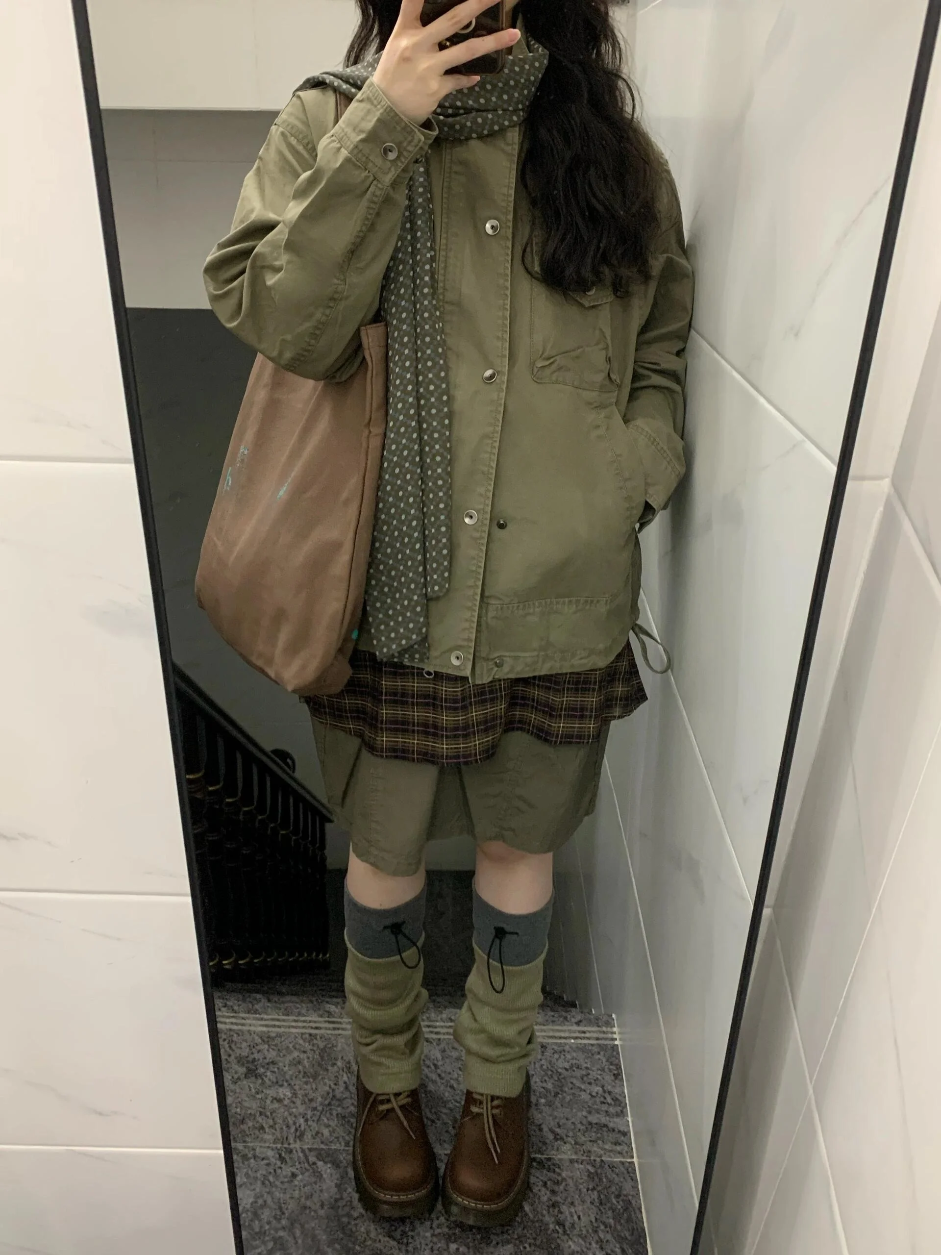 High Waist A-Line  Skirt Women's Casual High Quality Loose Military Green Color Spring Autumn New Style All-Match Skirt