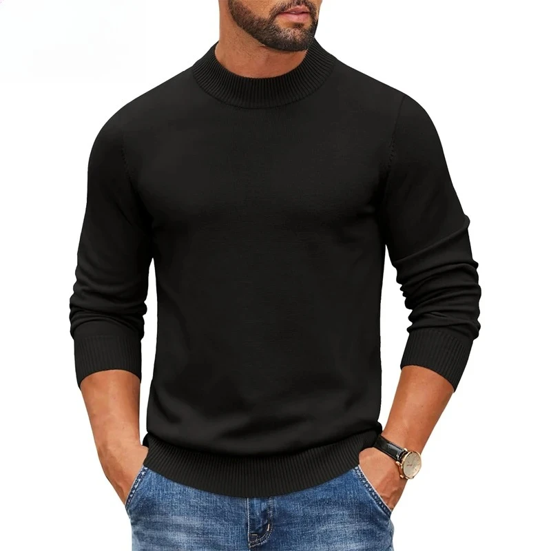 

Men's Mock Turtleneck Ribbed Knit Pullover Sweater Casual Heavyweight Slim Fit Dress Sweater Warm Jumper Thermal Streetwear