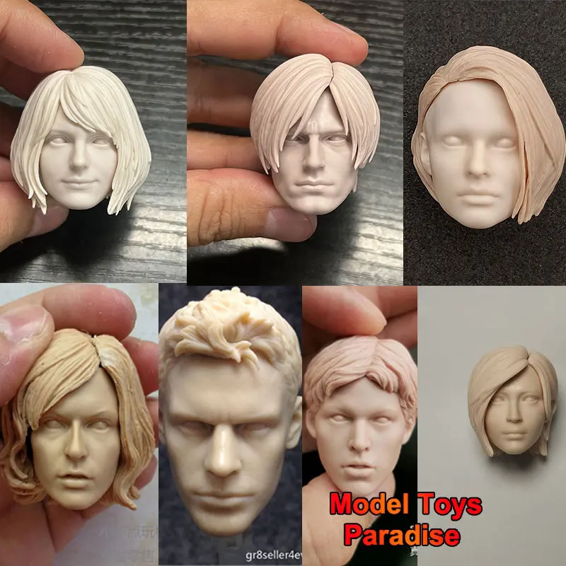 

Неокрашенный DIY 1/6 масштаб солдат Эшли Ада Вонг Леон белая модель головы классическая игровая голова резьба подходит для 12-дюймовой экшн-фигурки тела