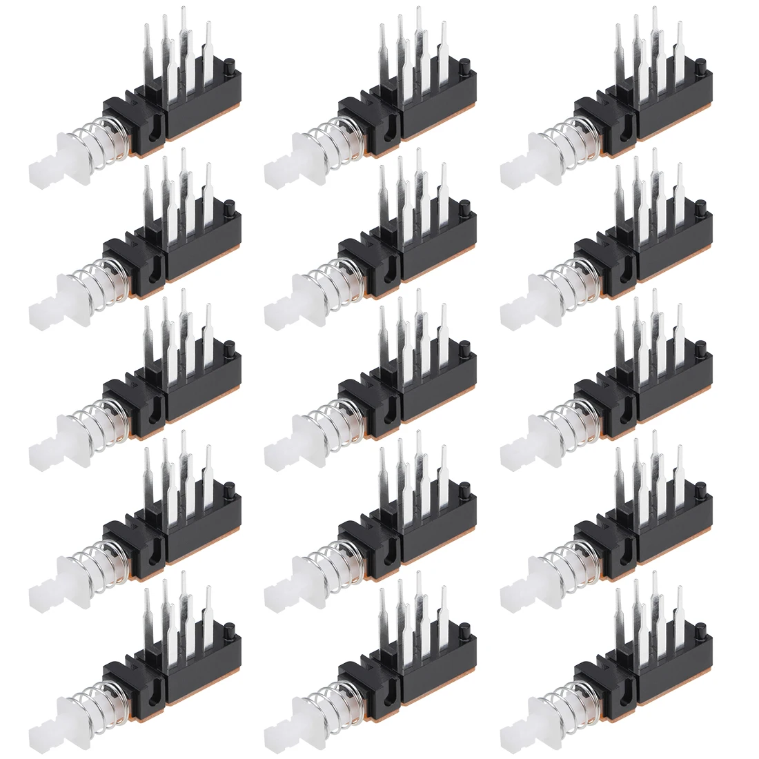 2/5/10/15/20Pcs Push Button Switch Latching DPDT 6 Pin 1 Position Self-Locking Black Straight Through Hole Straight Key Switch