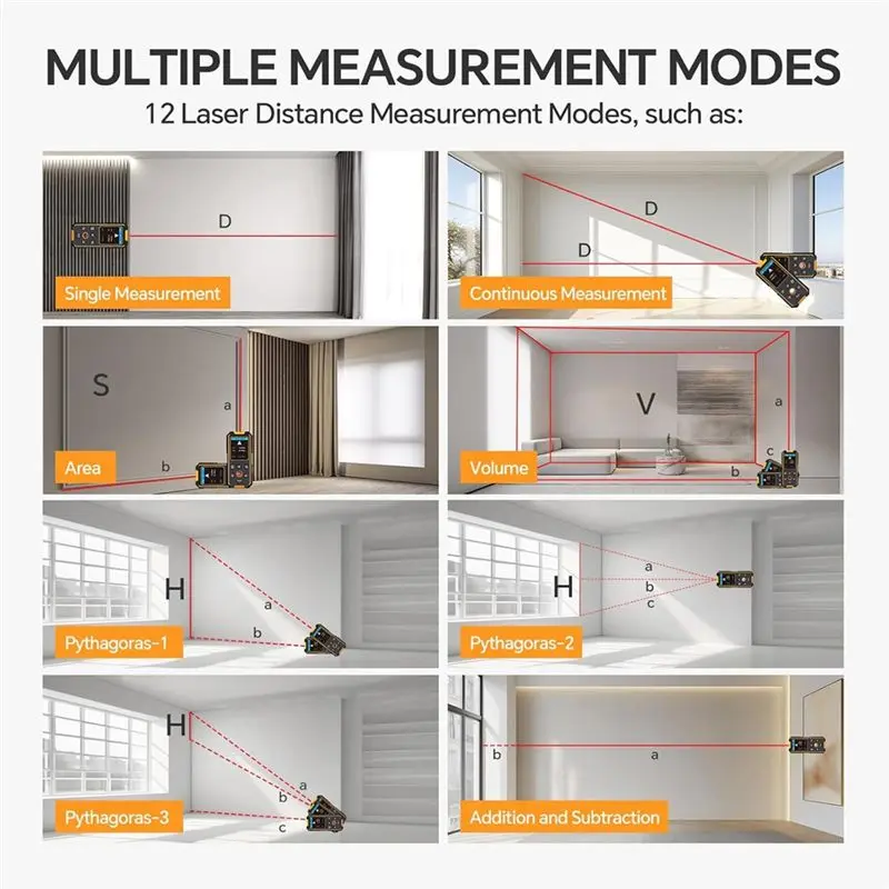 [جديد A09R!】 جهاز قياس المسافة بالليزر الرقمي متعدد الوظائف لأسلاك التيار المتردد والخشب المعدني #6