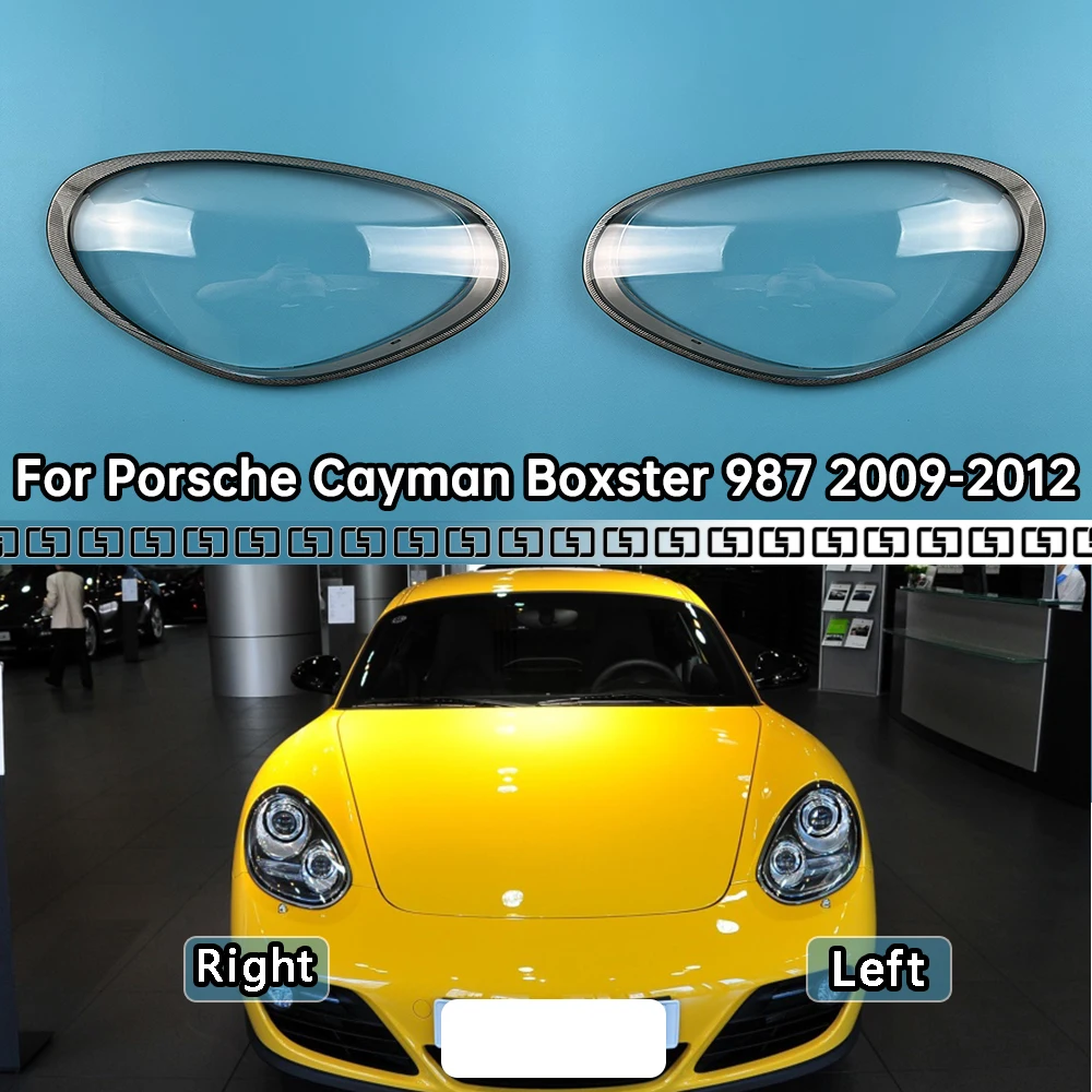 

For Porsche Cayman Boxster 987 2009-2012 Headlights Cover Transparent Headlamp Shell Lens Replace Original Lampshade Plexiglass