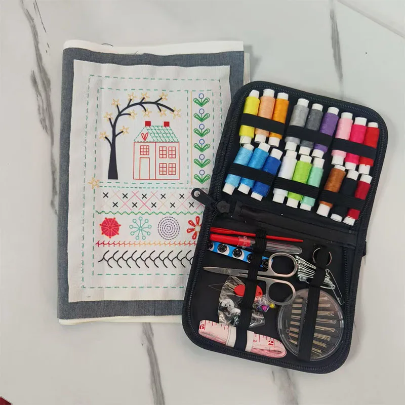 

Creative Cloth Book Home Linen Needlework Binder - DIY Embroidery Fabric Book with Needle & Thread Box, Decorative Stitch Guide