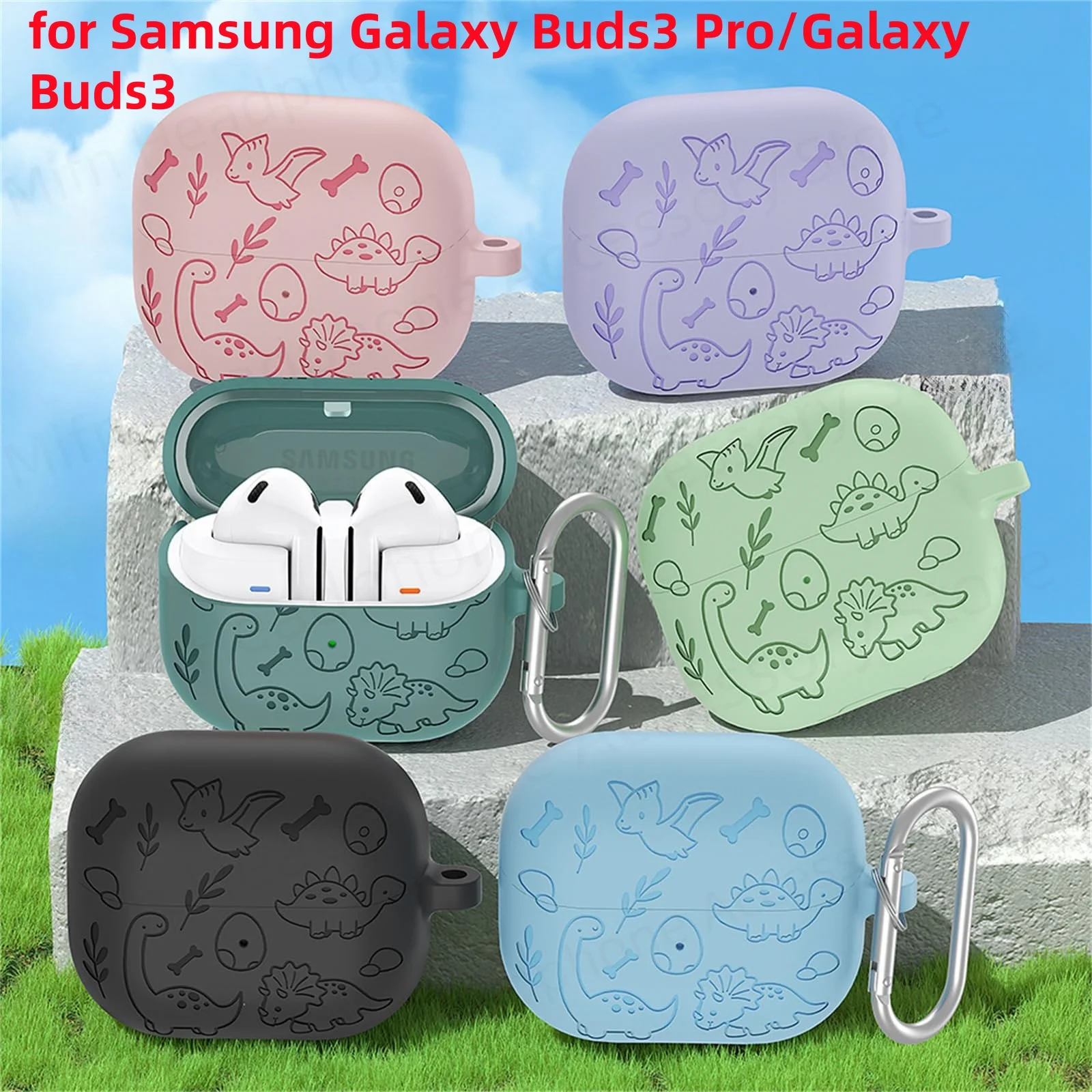 animal case for 2024 new samsung galaxy buds 3/buds3 pro/buds 3 buzz3 pro with keychain Anti loss protective headphone cover