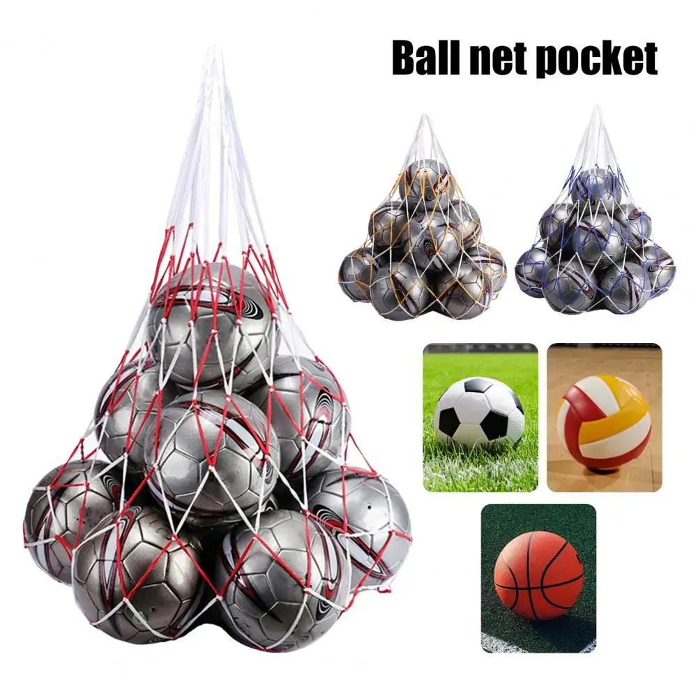 Large Mesh Ball Bag Drawstring Soccer Ball Bag Heavy Duty Sports Net Sack Ball Storage Bag For Soccer Basketball Volleyball