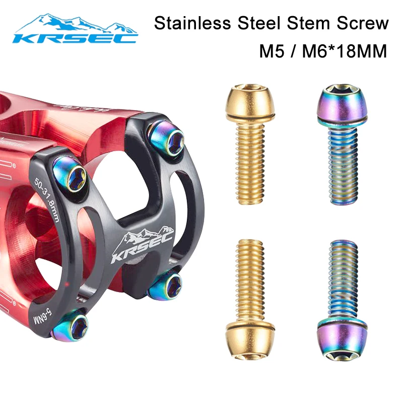 

KRSEC Mtb Power Screws M5*18MM M6*18MM Bicycle Stem Bolts Mountain Bike Table Bolts Bridge Screws Cycling Stainless Steel