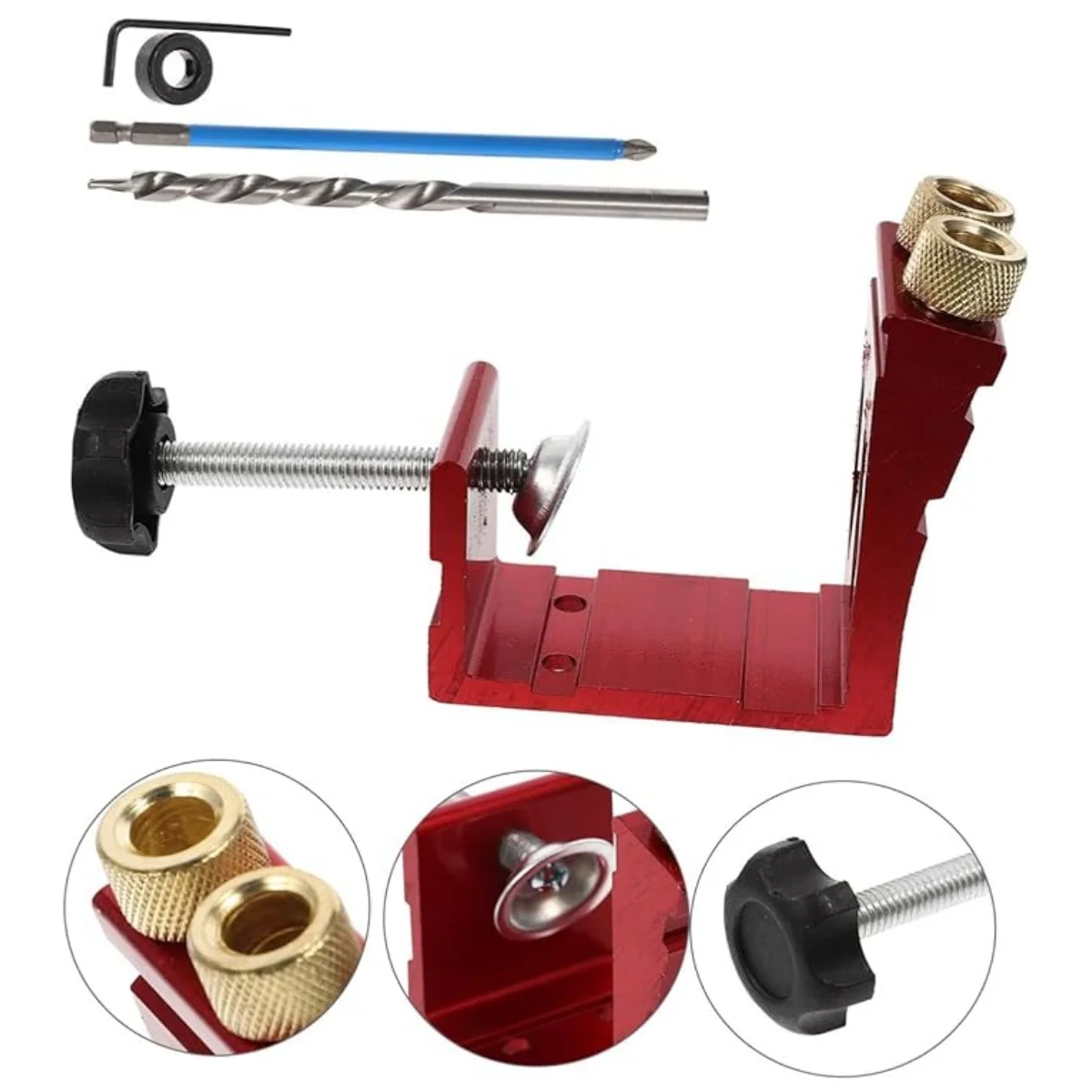 내구성과 경량 디자인을 위한 다웰 제작을 위한 대각선 정밀 포지셔닝 도구용 목공용 포켓 홀 지그 1개 세트