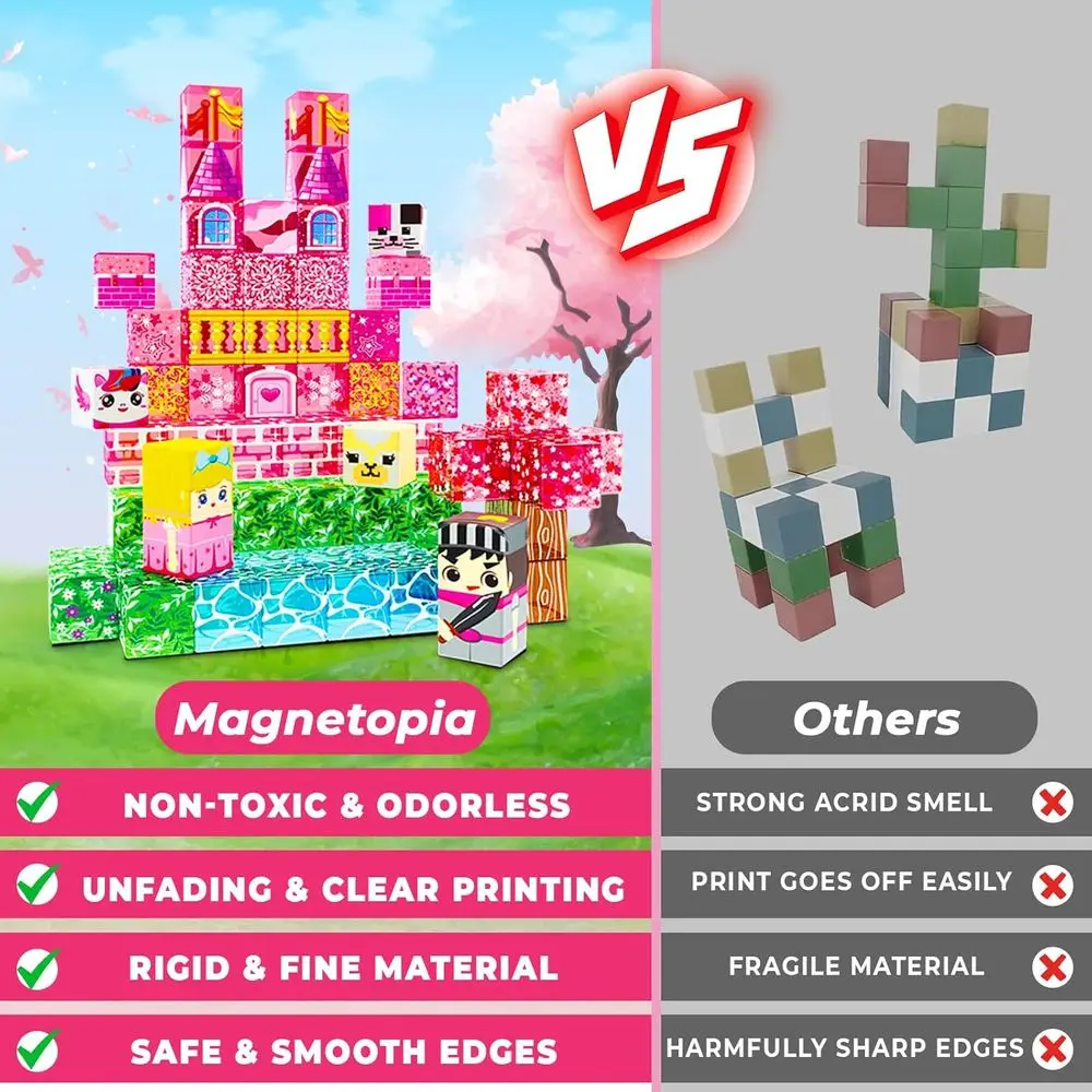 Juego de bloques de construcción magnéticos transparentes de 100 piezas para niños, juguete STEM ideal para niños y niñas de 4 a 8 años, perfecto Pascua o nacimiento