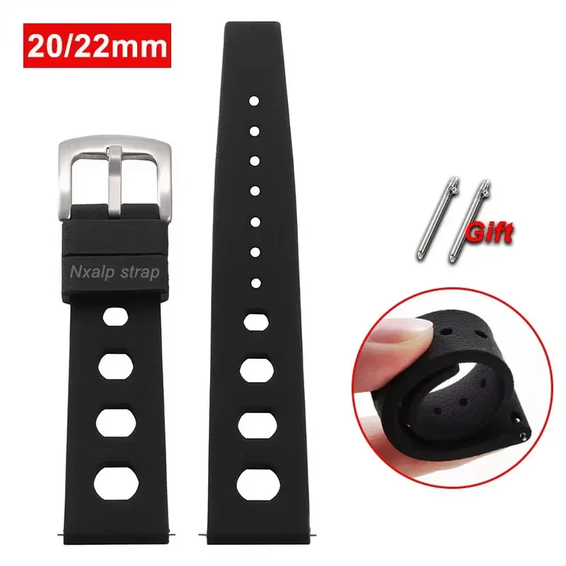 20mm 22mm Tropical Silicone Watch Band Quick Release Strap Soft Rubber Smart Watchband for Traditional Diving Watch Accessorie