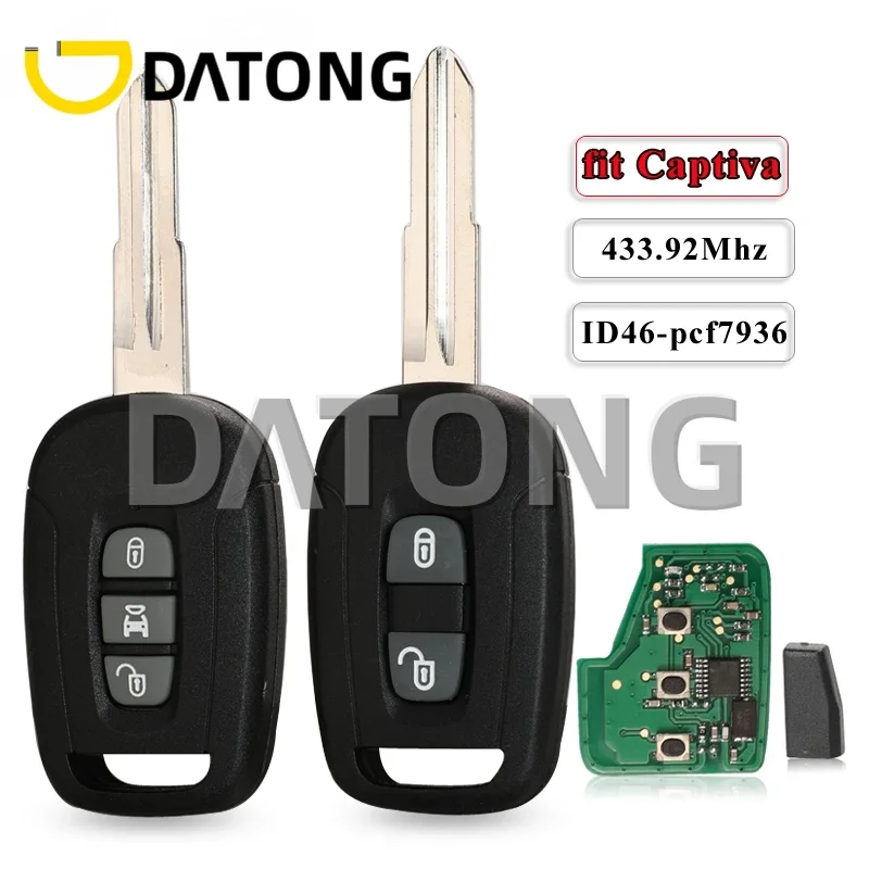 

CHANKey Remote Car Key Control for Chevrolet Captiva Opel Antara 2/3 Buttons Auto Keyless Fob with 433Mhz ID46 Pcf7936 Chip