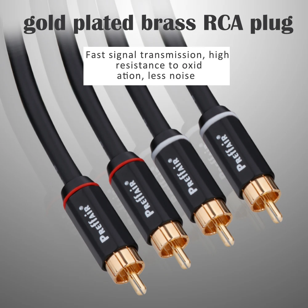 Preffair-Cable Dual RCA estéreo de núcleo de cobre de alta pureza 4N, alta calidad, interconexión de Audio HiFi con enchufes chapados en oro de 24K, nuevo