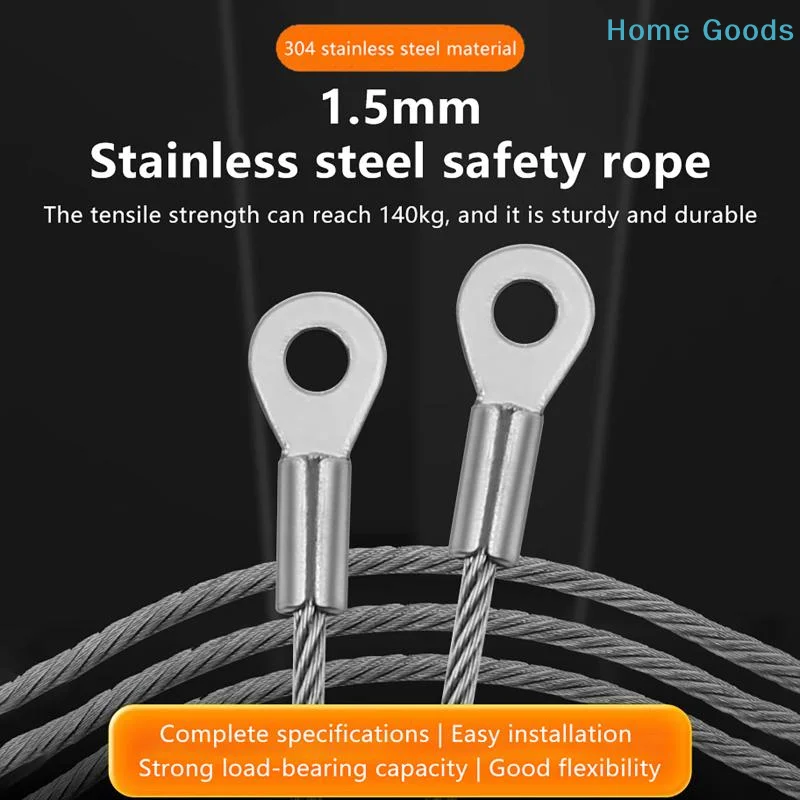 preferred5Pcs Stainless Steel Wire Rope Cable M4 Hole End 1.5mm Wire Rope Cable For Various Products' Anti Fall Safety Ropes