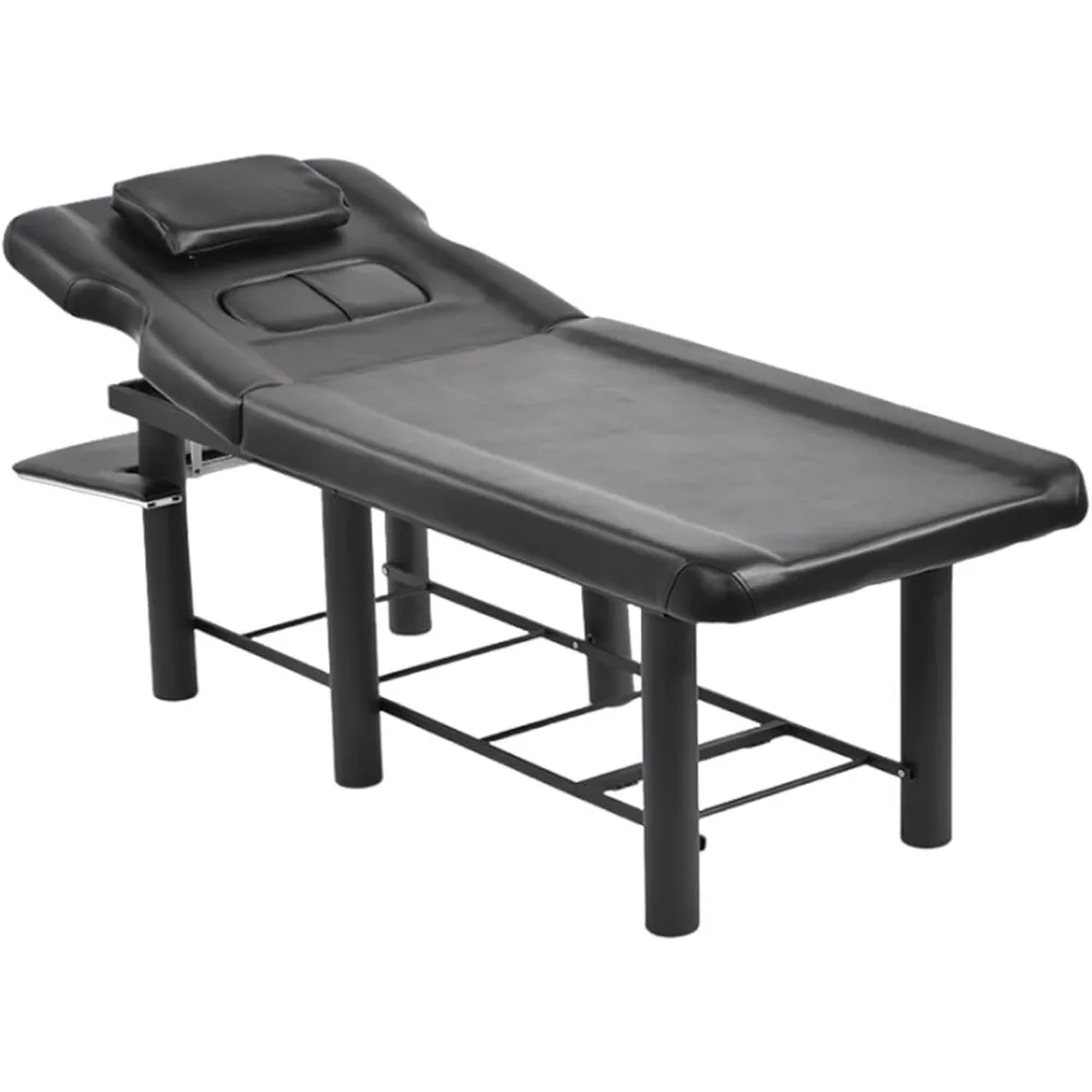 

Massage bed.Professional Stationary Massage Table with Backrest, Adjustable Thick Foam Spa Massage Beds,Metal Frame PU Leather