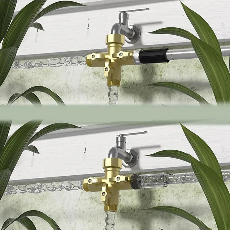 

2Pcs Heavy Duty Metal 3-Direction Garden Hose Splitter with Closure Valve, 3/4 High Flow Faucet Connector