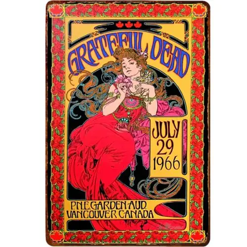 Grateful Dead Vintage Metal Sign 1966 Ontario Concert ; Hippie Wall Decor