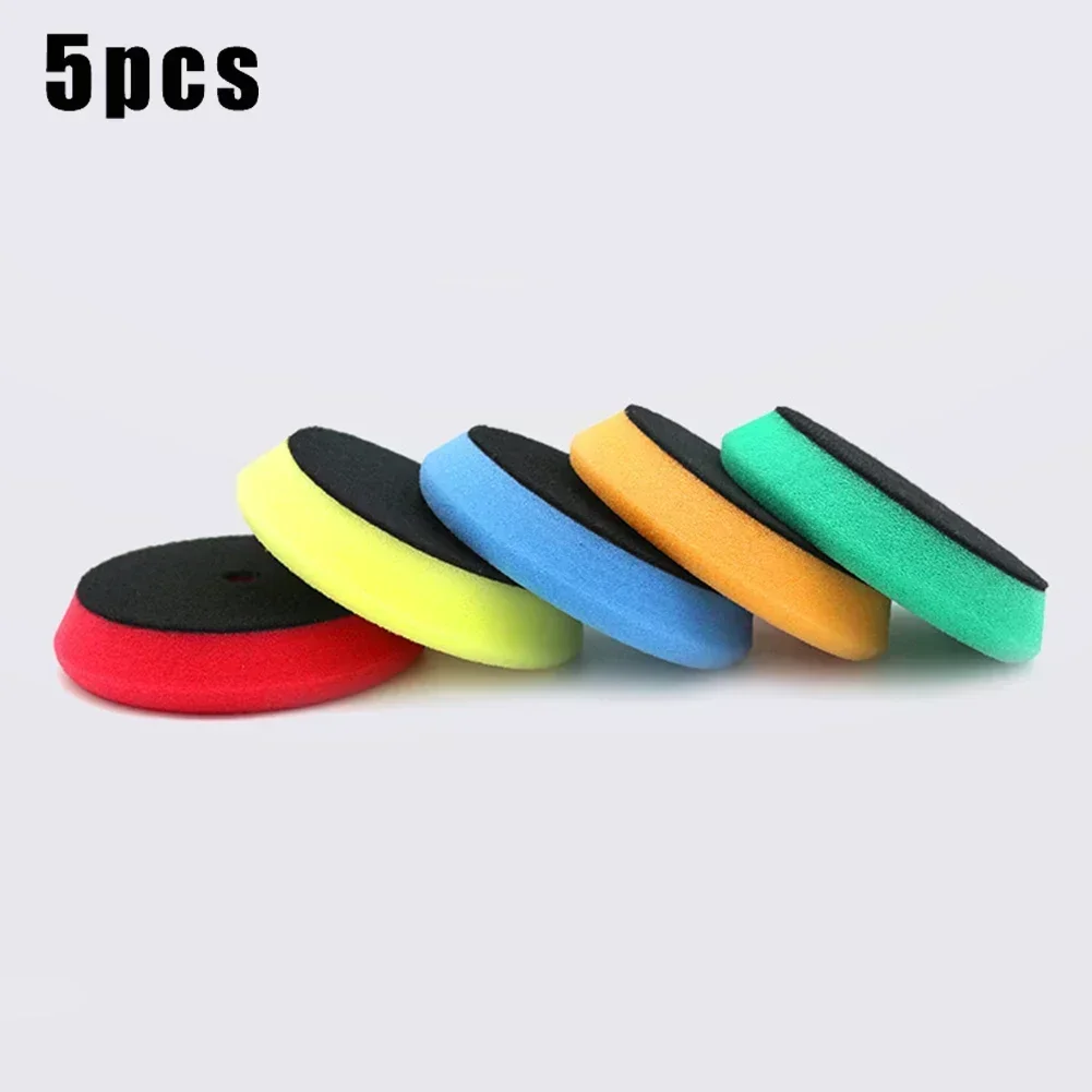 5Pcs 3inch 100mm Car Polishing Disc Buffing Waxing Pad Sponge Polishing Foam Pads For RO/DA Car Polisher Drill Adapter