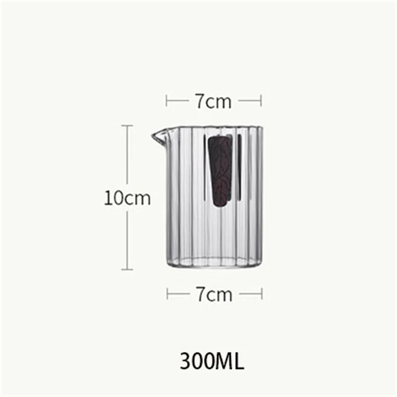 Heat Resistant High Borosilicate Glass Fair Cup, Vertical Stripe Gongfu Tea Pitcher Clear Tea Sharing Cha Hai for Tea Ceremony