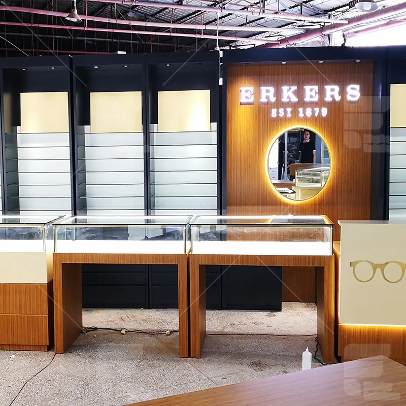 Customized-Shopping Mall Optical Store Wooden Display Furniture  Eyewear Showcase Stands Sunglasses Shop Showroom Cabinet