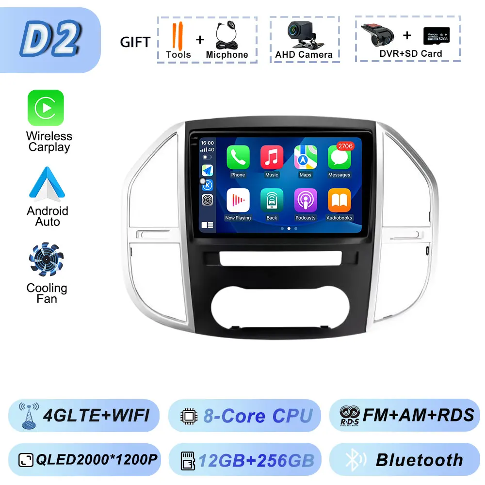 Android Auto WIFI Autoraido Intelligente Systemen DVD Autoradio Head Unit Draadloos Voor Mercedes Benz Vito 3 W447 2014-2020 CarPlay