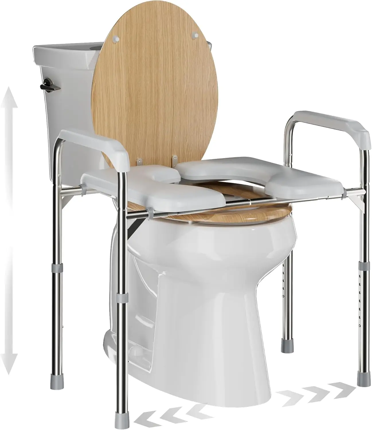 

Регулируемая по высоте подставка для унитаза с ручками для пожилых людей, беременных и людей с ограниченными возможностями - соответствует требованиям FSA/HAS, выдерживает до 400 фунтов.