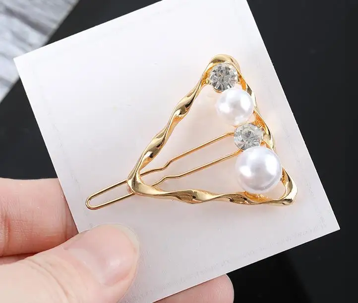 New Fashion Weave Geometric Triangle Hair Clip Pin Metal Alloy Circle Hairgrip Barrette Girls Woman Hair Accessories Headwear