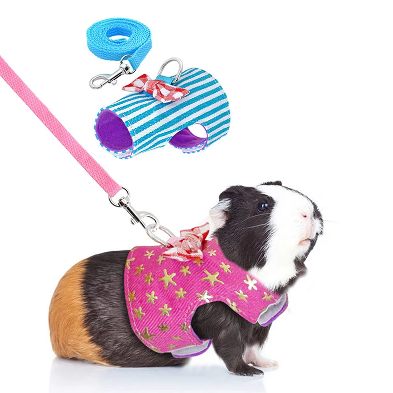 Small Pet Rabbit Harness Vest and Leash Set For Ferret Guinea Pig Bunny Hamster Puppy Bowknot Chest Strap Harness Pet Supplies