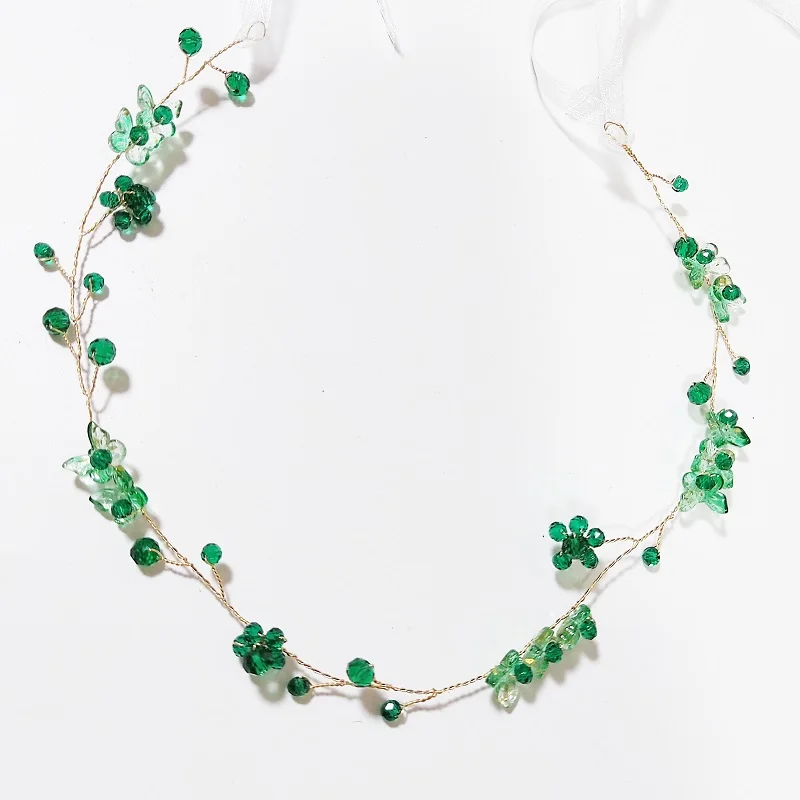 Tiara de strass verde, tiara para casamento, folhas, coroa de cristal, cocar para mulheres, moda, acessórios de cabelo de noiva