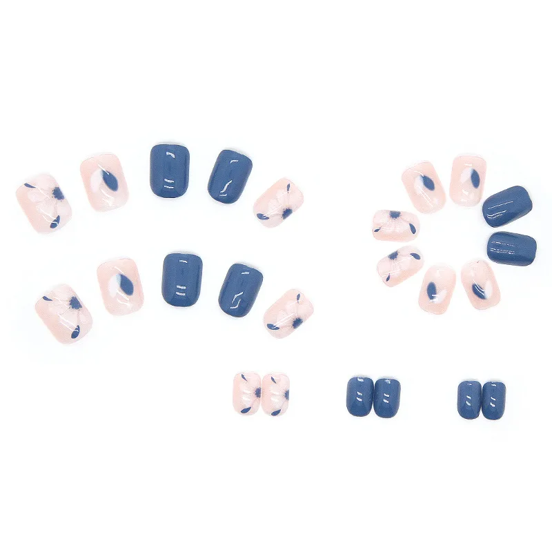 24PcsSet Artificial Full Cover Seamless Removable Wearing Reusable Fake Nails Coffin Cute Kawaii Ballerina Press On False Nails