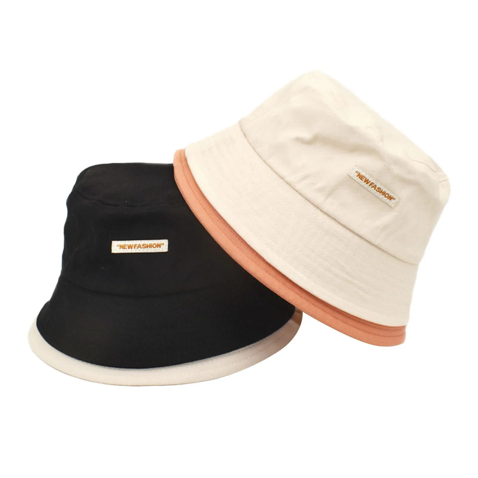 Double Brim Fisherman Hat Female Korean Version Unisex Bucket Color Basin Hat Female Spring And Summer Outdoor Sun Block Visor