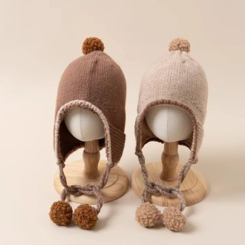 جديد محبوك السترة قبعة دافئة Coldproof قبعة صغيرة يندبروف Pompom محبوك قبعة الخريف والشتاء #4