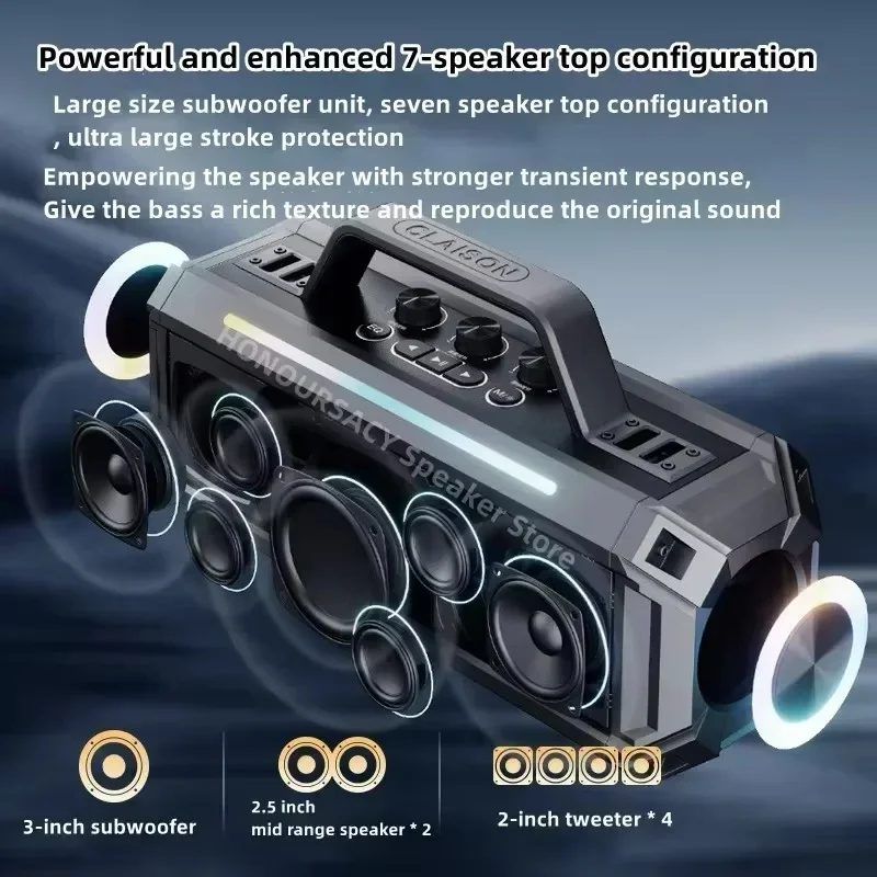 Máquina de karaokê com 2 microfones sem fio, alto-falante Bluetooth de 300 W com luzes LED, suporte para ajuste de graves/acetos para festa