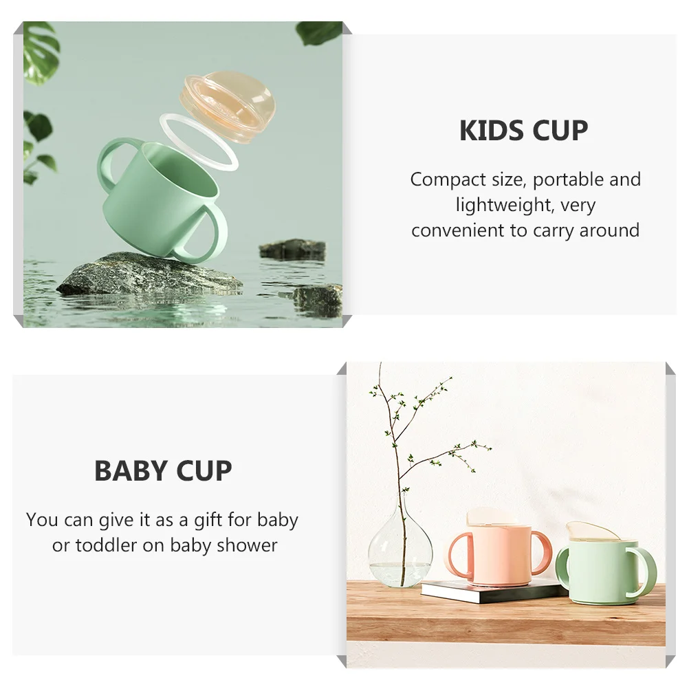 

Kids Water Drinking Cup Double Handles Baby Toddler Training Cup Skin Friendly Portable Anti Drop Kids Water Cups