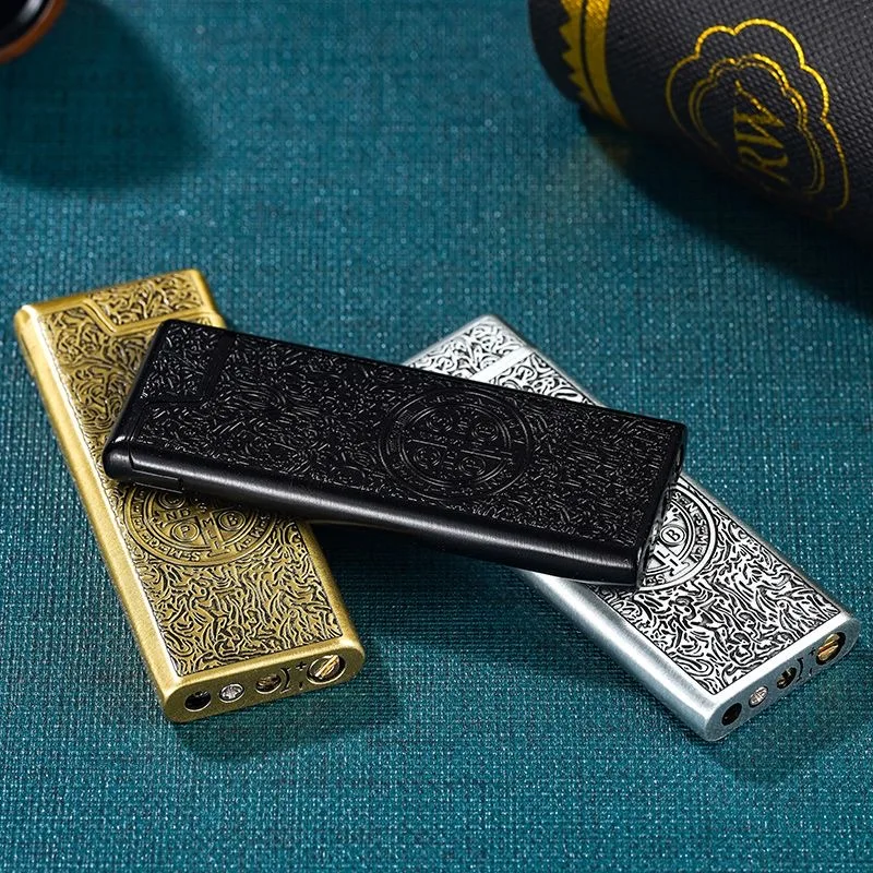 

Новинка 2025 года, надувная зажигалка в стиле ретро с тонкой резьбой, ультратонкий шлифовальный круг, прикуриватель с открытым пламенем, мужской подарок, оптовая продажа