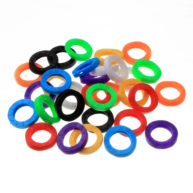 10 pcs Mixed Color Hollow Rubber Key Caps Circle Ring Multicolor At Random DIY Cover Findings Key Holders 22mm Keyring Case