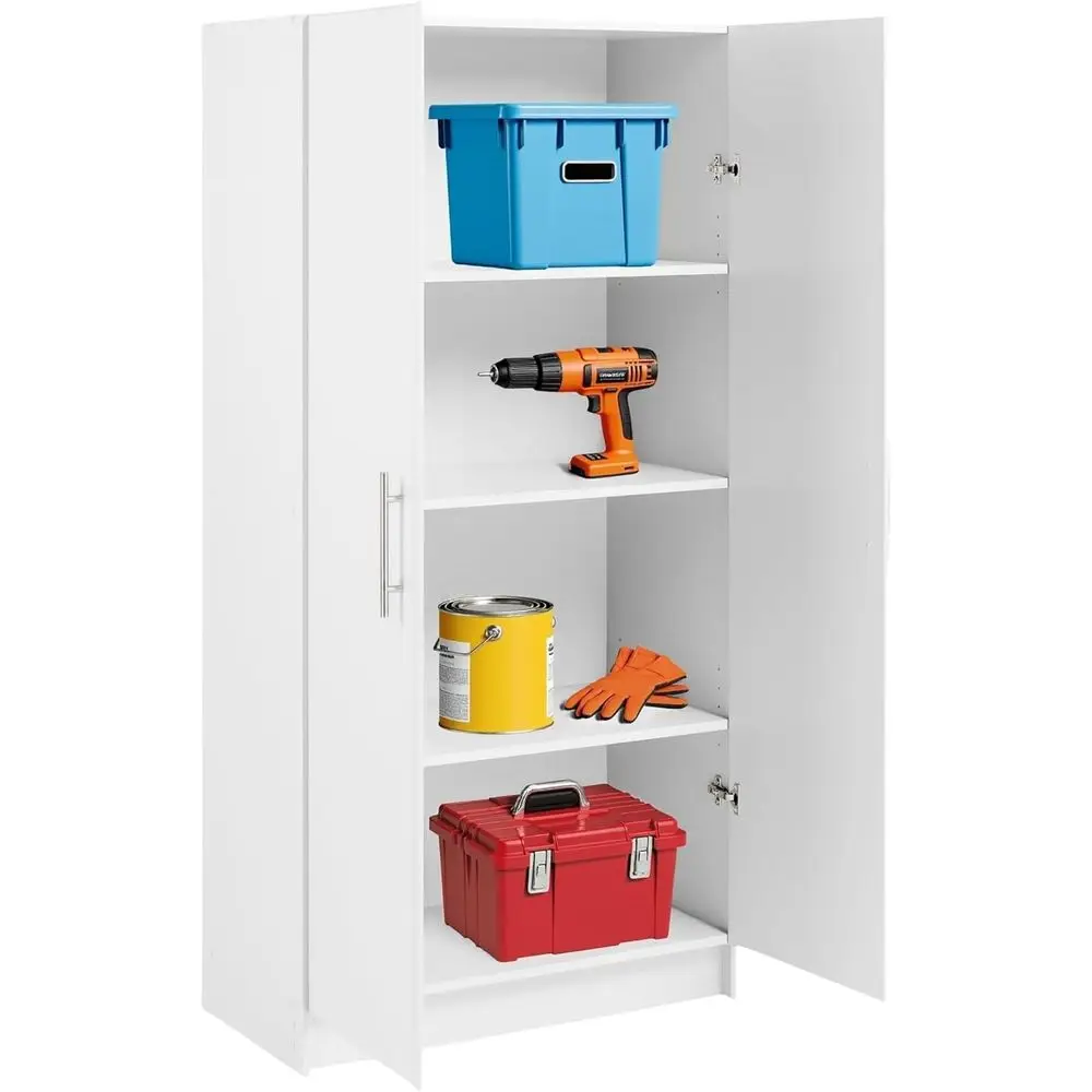 

Высокий шкаф для хранения Elite Tall Garage Storage Cabinet & Pantry Storage Cupboard, 2-дверный отдельно стоящий шкаф для ванной или кладовой с регулируемыми полками.