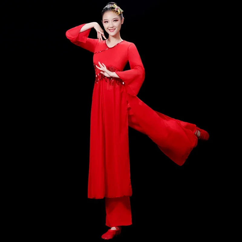 Trajes de dança clássica chinesa estilo chinês hanfu cintura tambor palco traje tradicional antigo yangko dança palco desempenho