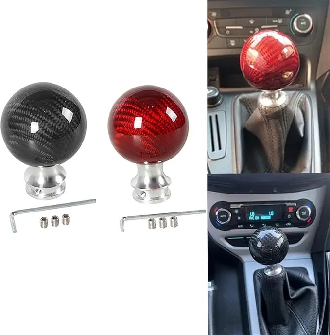 

Car modification carbon texture gearshift head round gearshift handle universal model personalized spherical gearshift lever TP-
