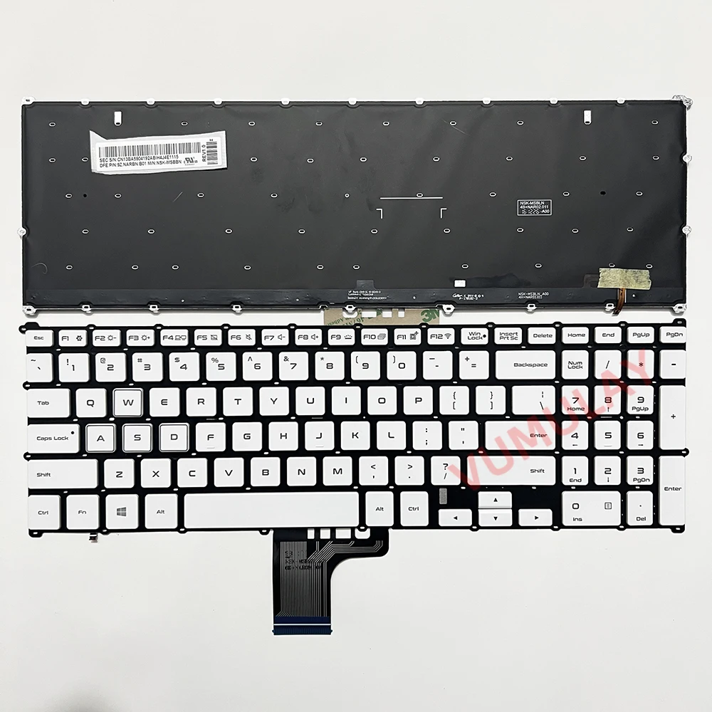 Teclado retroiluminado dos EUA para SAMSUNG, NP800G5M, 8500GM, 800G5M, 810G5M, NT800G5M, 800G5M-X06, 800G5M-X08, NSK-MSBBN, 9Z.NARBN.B01, branco