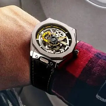BONEST GATTI Men Automatic Watch 42mm Mechanical Wristwatch Sapphire Mirror Skeleton Dial 50m Waterproof Luminous 24 Hours