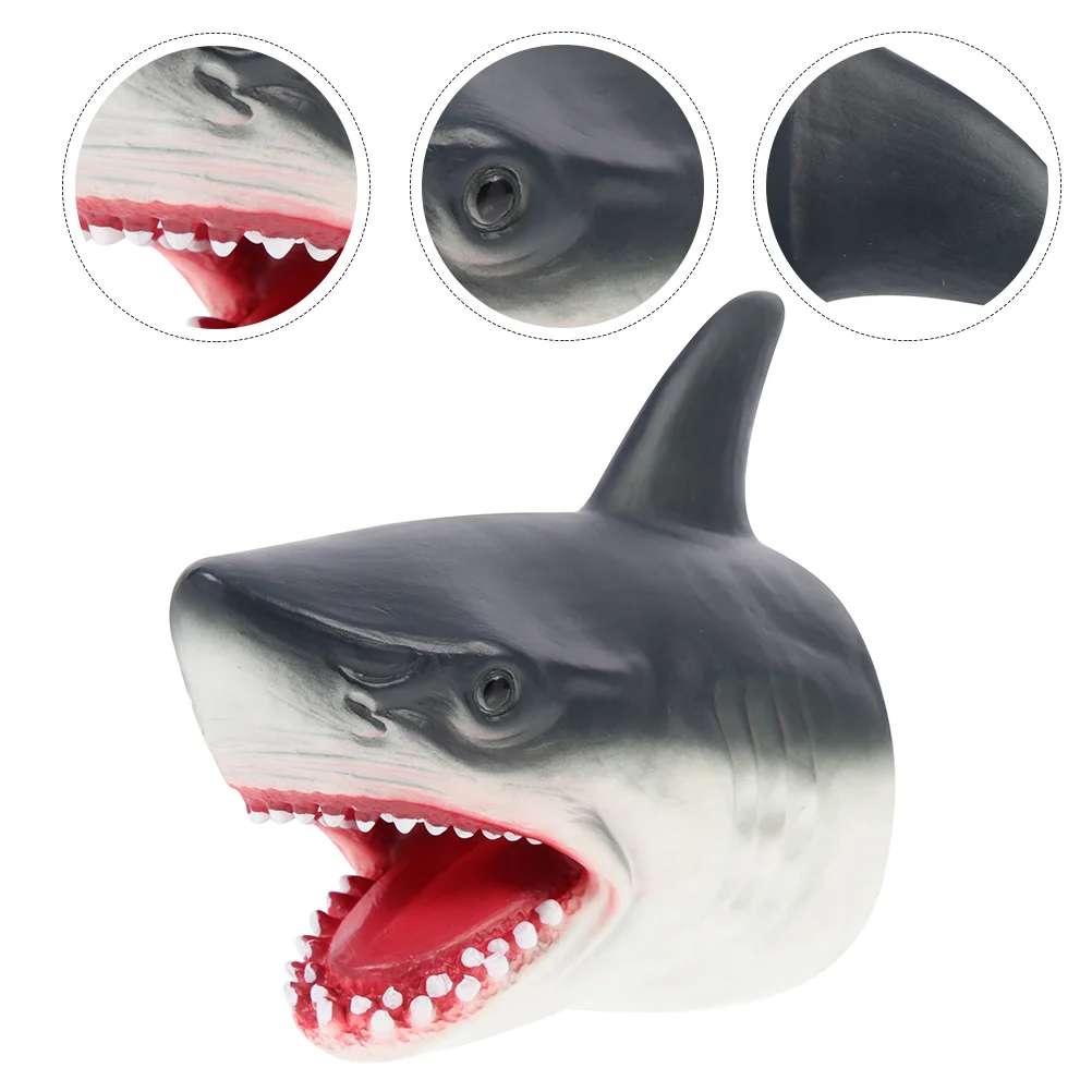 2 Pcs Shark Hand Puppets Realistic Soft Rubber Kids Finger Toys Educational Cartoon Decorative Story Telling Children Play