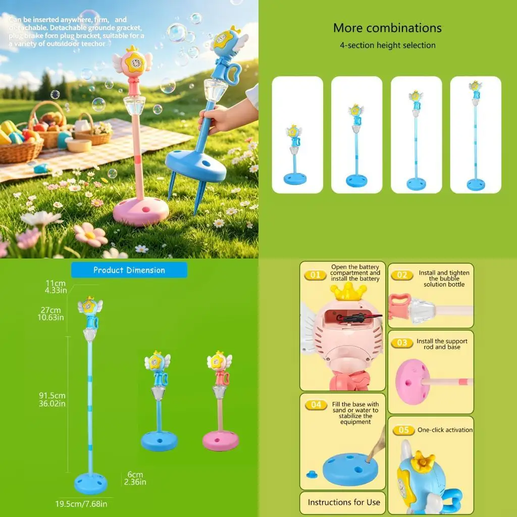

Romance LightUp Bubble Maker Toy Automatic Rotating Magical Wand Bubble Blower F19F