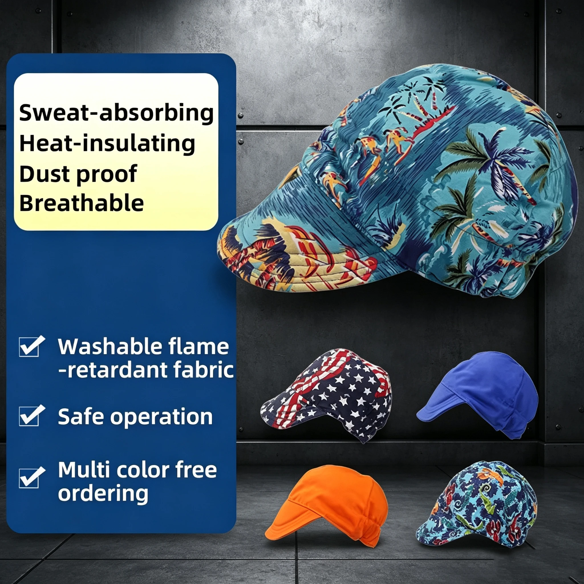 Multi-color Flame Retardant Welding Cap, Anti-Burn Protective Head Cover, Durable Welder Work Cap for Welding Work